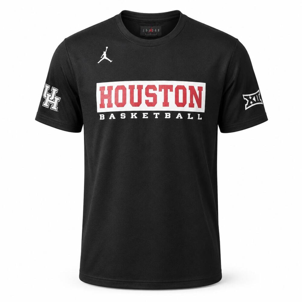 Jordan Houston Cougars UH Big 12 Basketball Black T-Shirt Men’s Size XL